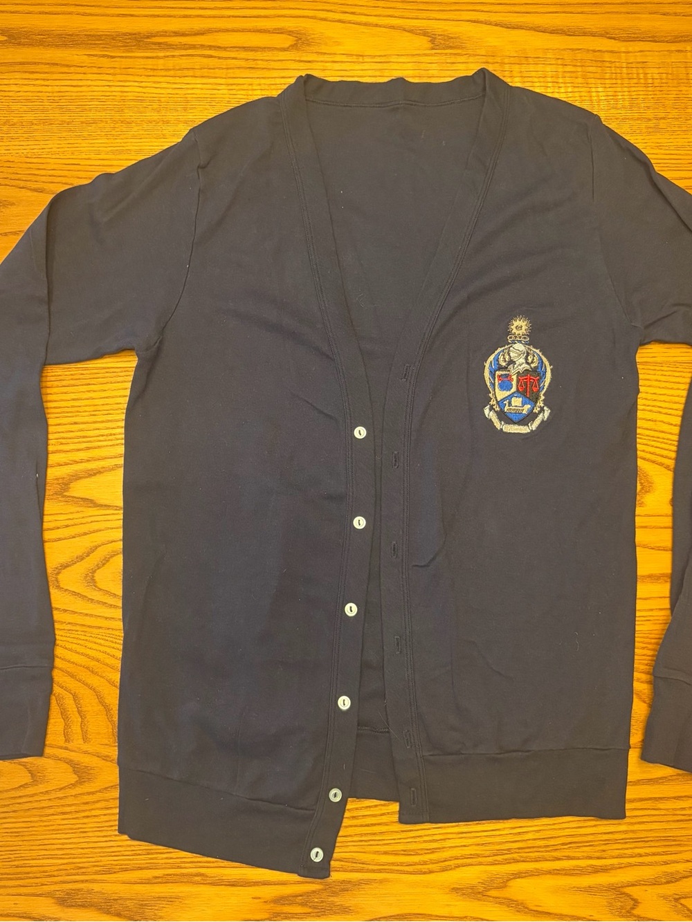 Alpha Kappa Psi Unisex Navy Cardigan with Embroidered Crest
